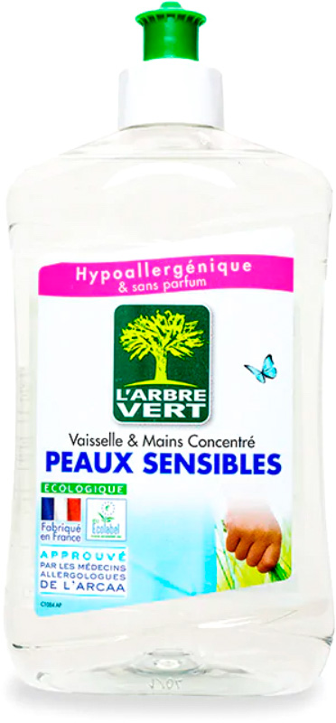 Засіб для ручного миття посуду L'ARBRE VERT Чутлива шкіра 0,5л